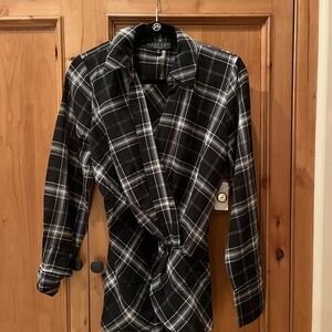 Express Black and White Plaid Shirt